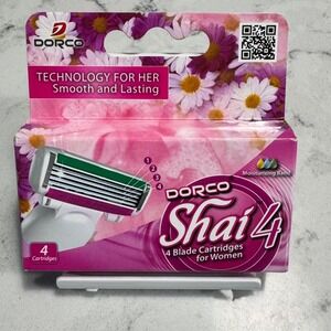 Dorco Shai 4 Blade Razor Cartridges for Women, Smooth &‎ Lasting Shave, 4 ct